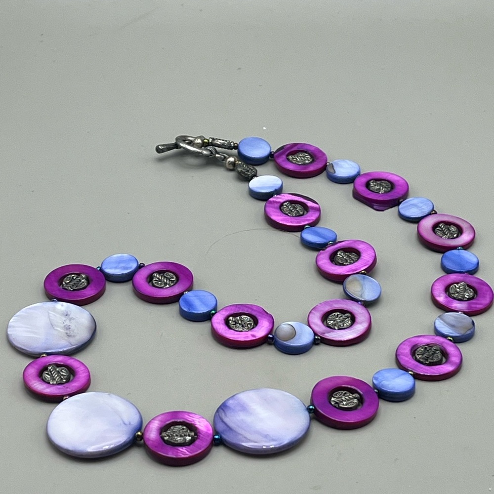 Purple and Blue Shell Necklace